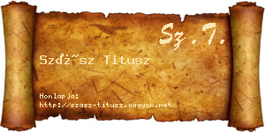 Szász Titusz névjegykártya